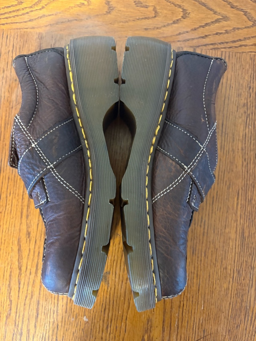 90s Vintage Chunky Doc Martens Brown Mary Jane Leather Buckle Clogs shoes EUR 39 - Picture 3 of 10